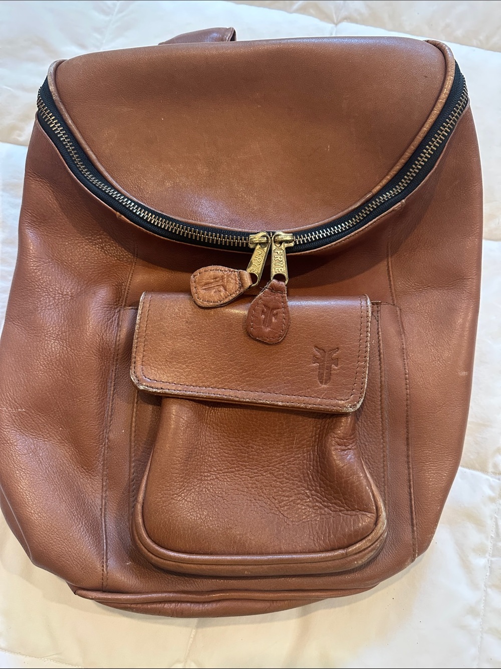 Frye Chestnut Leather Backpack in Warm Brown